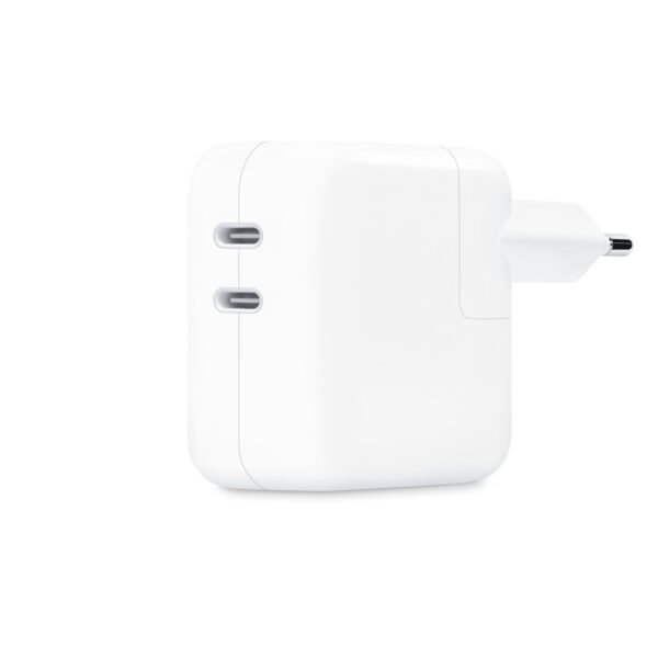 Two USB-C ports of the Apple 35W power adapter, European version