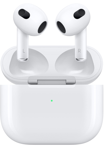 AirPods 3 blancs avec boîtier de charge ouvert