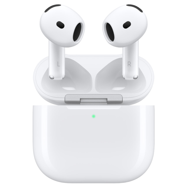 AirPods 4 avec Réduction active du bruit et boîtier de charge ouvert