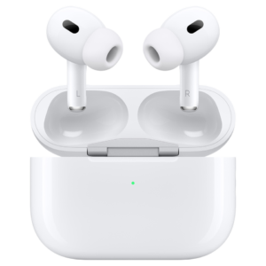 AirPods Pro 2 blancs avec boîtier de charge ouvert