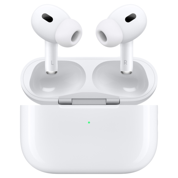 AirPods Pro 2 blancs avec boîtier de charge ouvert